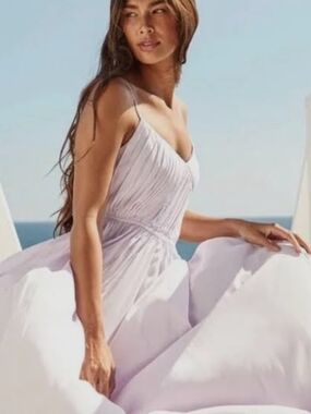 NWT $488 Trina Turk Asymmetrical Lavender Maxi Dress Sz L